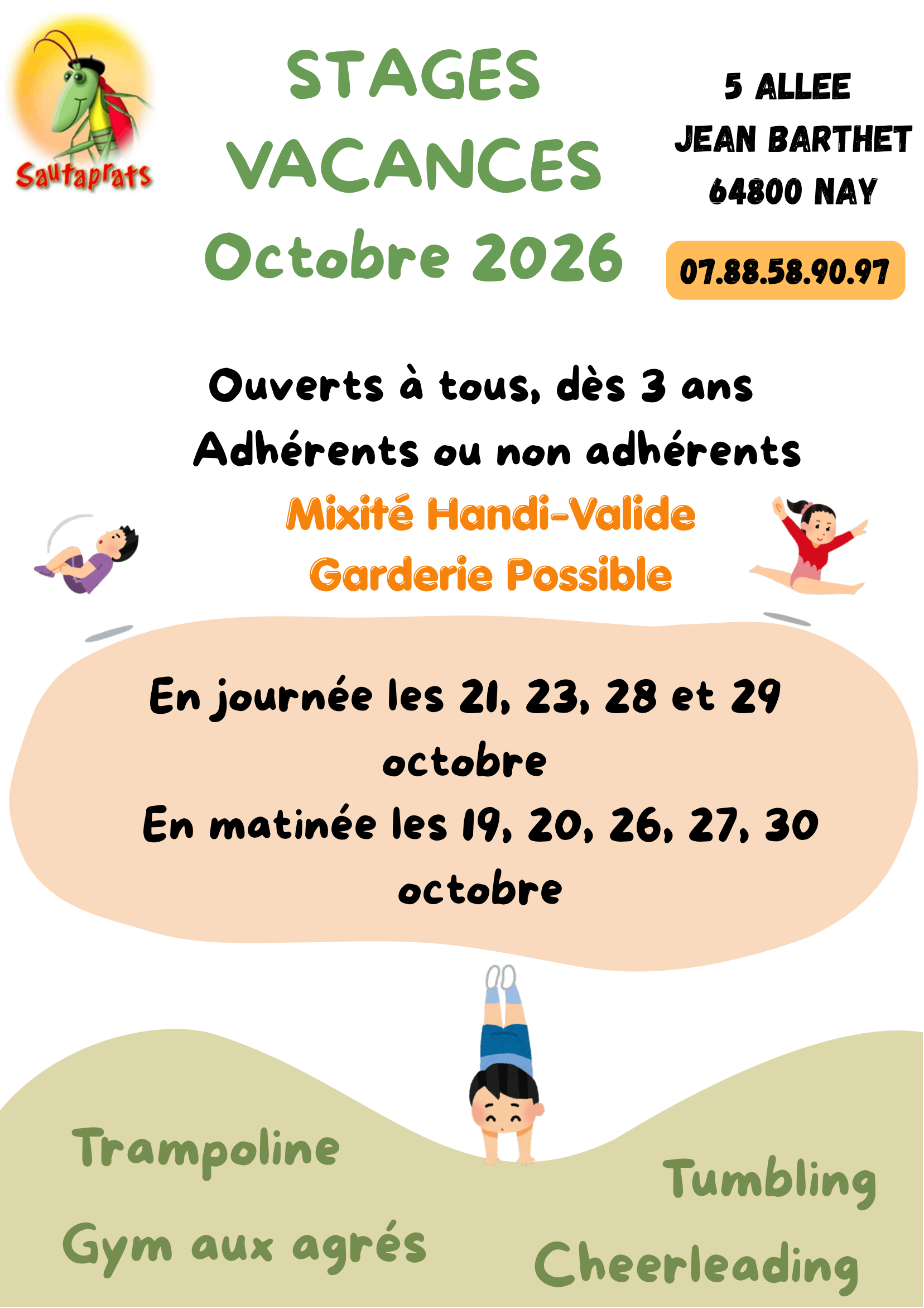 Stages vacances de la Toussaint 2026